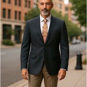 Pronto Uomo Black Sport Coat Blazer 48L Jacket 85% Wool 15% Polyester 2 Button